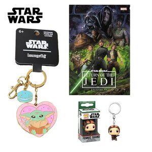 Loungefly Star Wars The Mandalorian Grogu & Funko Fennec Shand Keychains + Comic